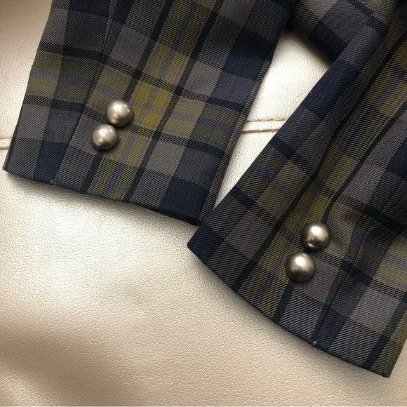 Y2K IVYCLUB Women Plaid Blazer Jacket S/XS Office Career Blazer Short preppy - Picture 8 of 8